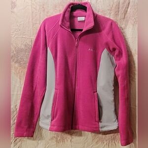 ✨️ Columbia Mill Creek Full- zip Fleece Jacket Women’s Large Pink Gray Outdoor